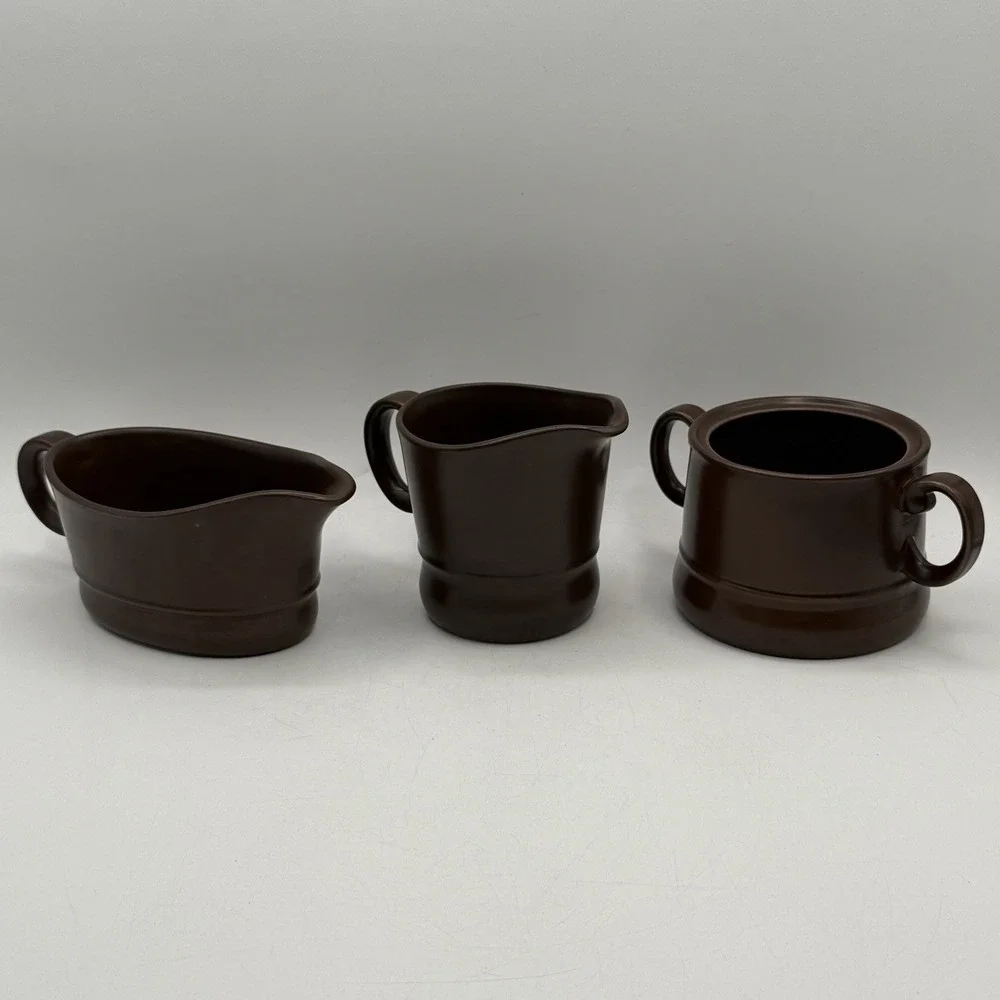 Wood‎ & Son Made In England Retro 1960's Chocolate Brown Coffee Mug Creamer Set